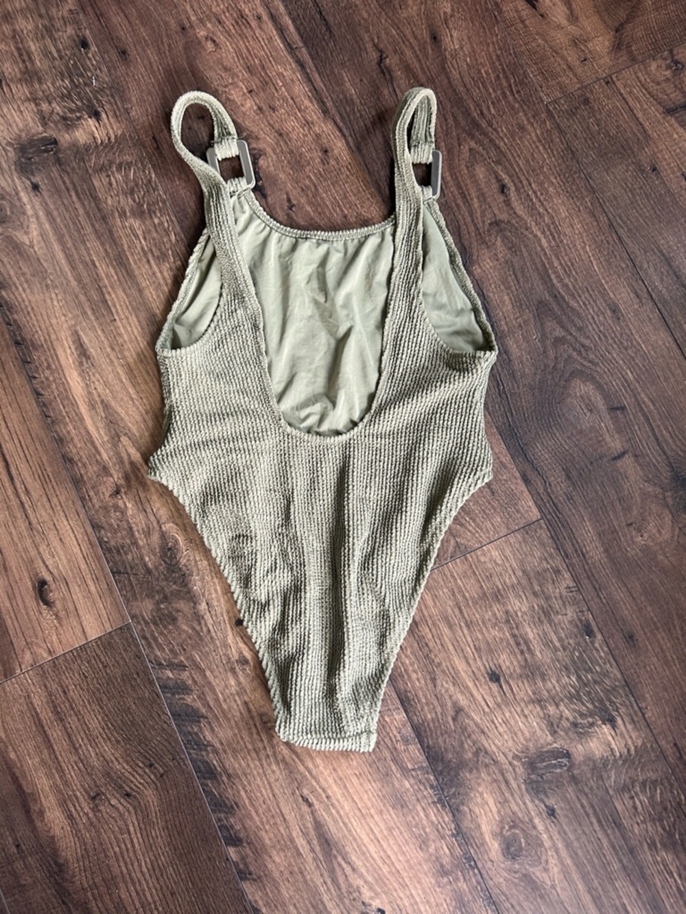 NWOT Aerie Olive Textured One-Piece Swimsuit - Picture 4 of 7